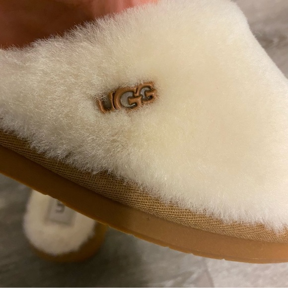 UGG | Annia Peep Toe Sheepskin Slide Slippers Chestnut Cream NEW - Picture 8 of 8
